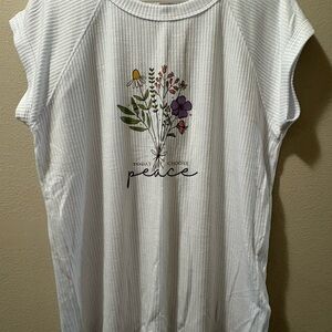 LuLaRoe White Floral Graphic Tee